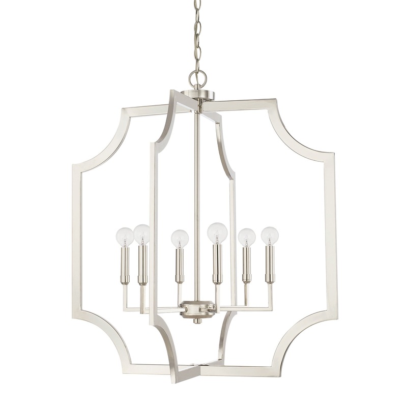 Capital Lighting 526161PN Lesley Six Light Foyer Pendant, Polished Nickel (Discontinued)