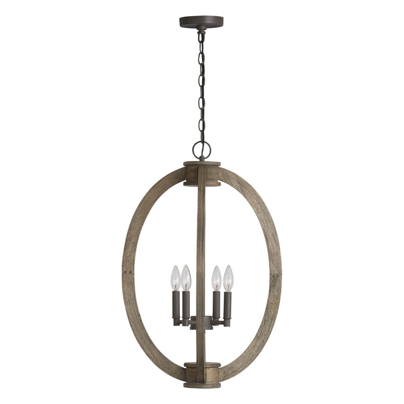 Capital Lighting 529142NG Tybee Four Light Foyer Pendant, Nordic Grey (Discontinued)