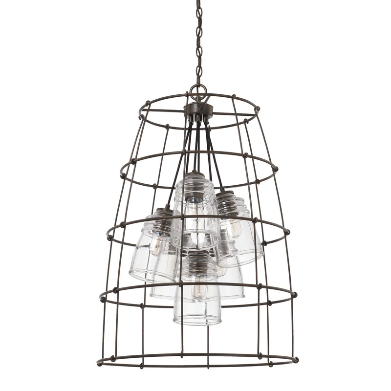 Capital Lighting 529761NG-462 Turner Six Light Foyer Pendant, Nordic Grey (Discontinued)