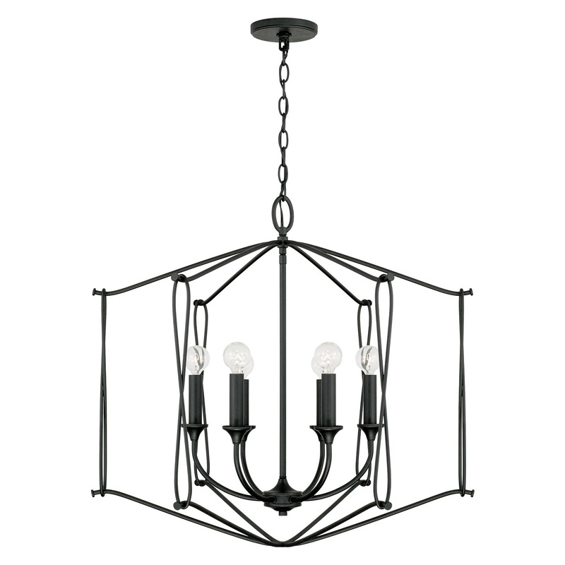 Capital Lighting 541661BI Bentley Six Light Foyer Pendant, Black Iron
