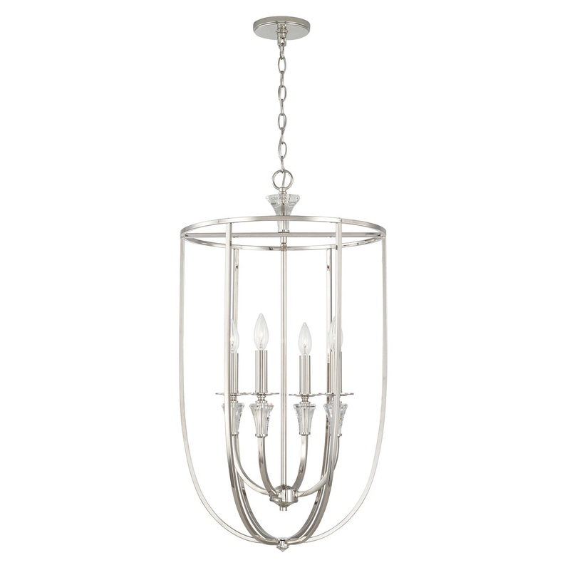 Capital Lighting 541841PN Laurent Four Light Foyer Pendant, Polished Nickel