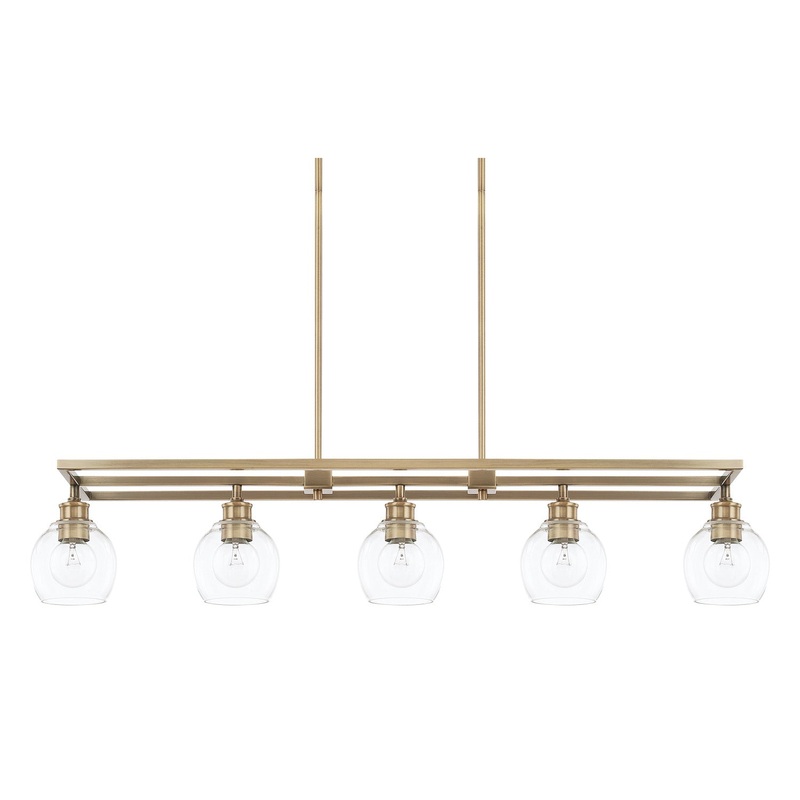 Capital Lighting 821151AD-426 Mid Century Five Light Island Pendant, Aged Brass