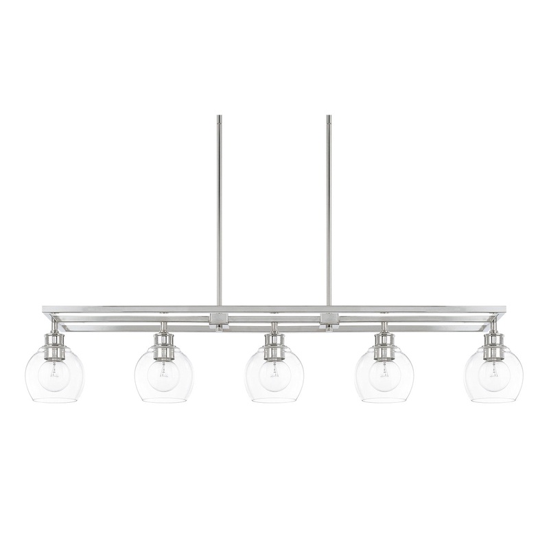 Capital Lighting 821151PN-426 Mid Century Five Light Island Pendant, Polished Nickel