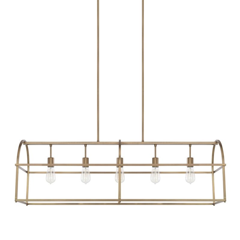 Capital Lighting 825751AD Aubrey Five Light Island Pendant, Aged Brass