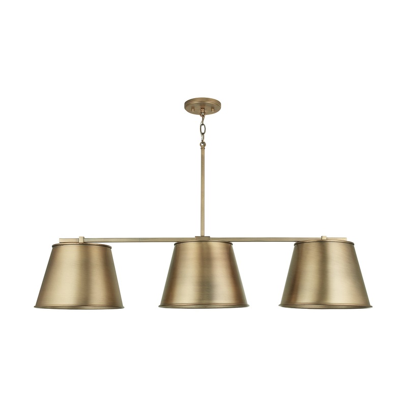 Capital Lighting 837831AD Welker Three Light Island Pendant, Aged Brass