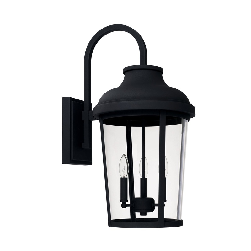 Capital Lighting 927032BK Dunbar Three Light Outdoor Wall Lantern, Black