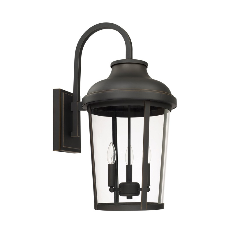 Capital Lighting 927032OZ Dunbar Three Light Outdoor Wall Lantern, Oiled Bronze
