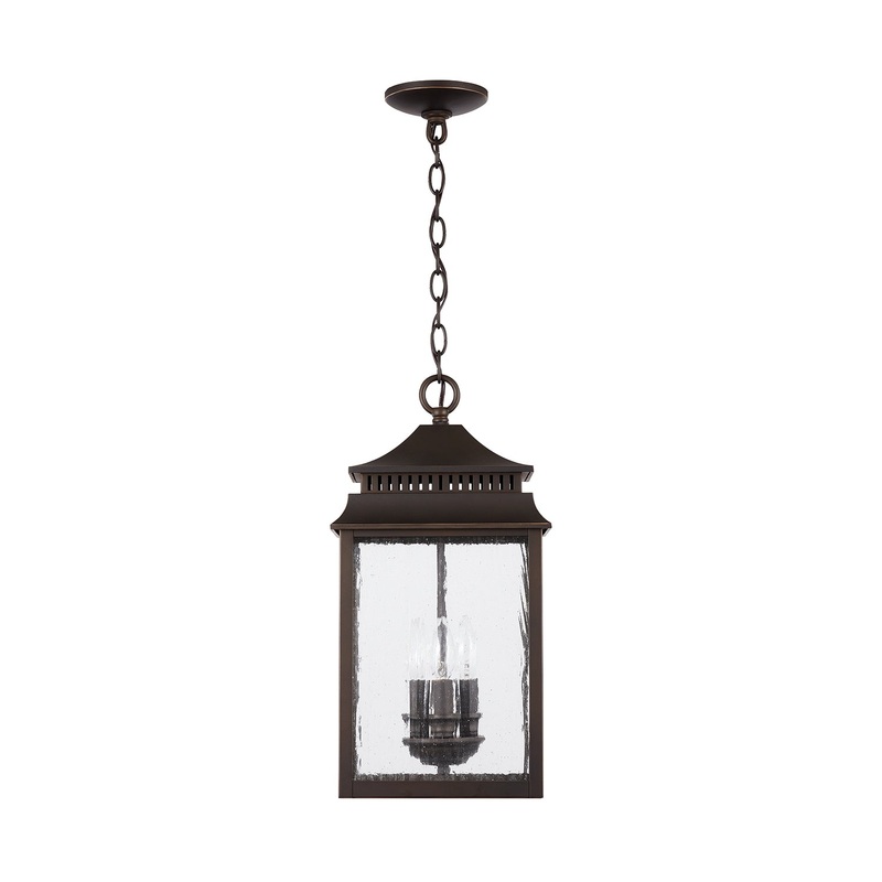 Capital Lighting 936933OZ Sutter Creek Three Light Outdoor Hanging Lantern, Oiled Bronze (Discontinued)