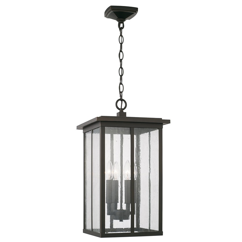 Capital Lighting 943844OZ Barrett Four Light Outdoor Hanging Lantern, Oiled Bronze