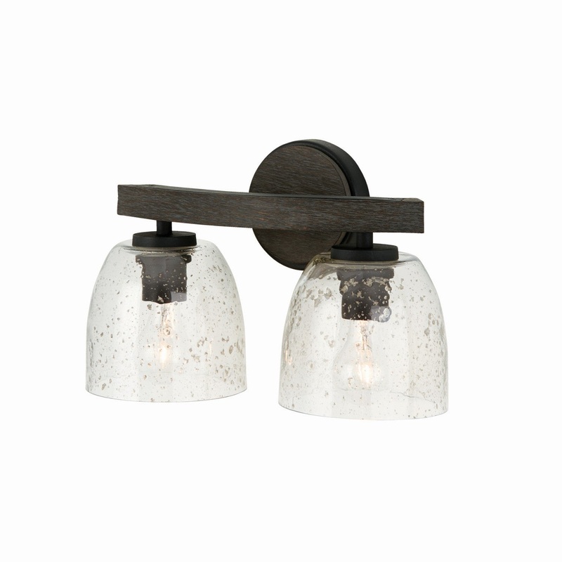 Capital Lighting 147621CK-536 Clive Two Light Vanity, Carbon Grey and Black Iron
