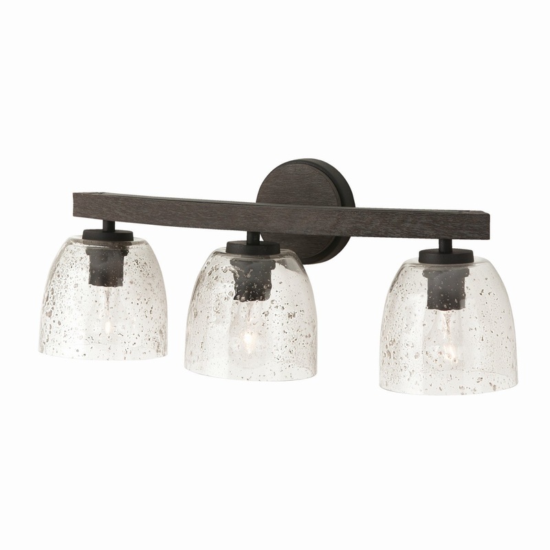 Capital Lighting 147631CK-536 Clive Three Light Vanity, Carbon Grey and Black Iron
