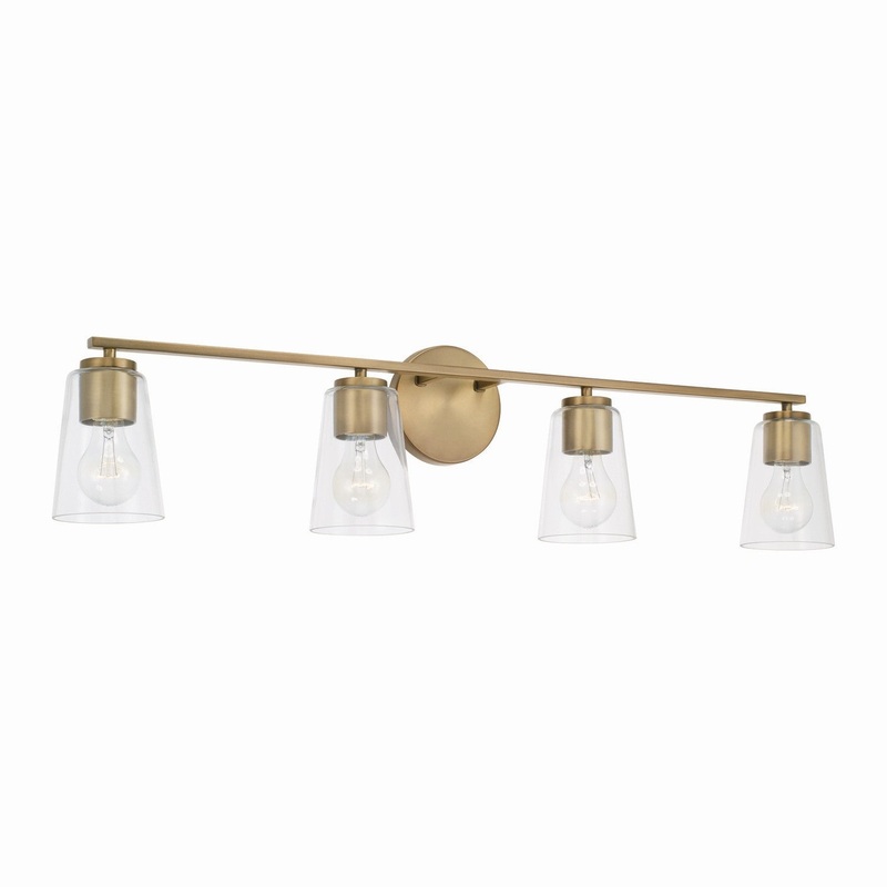 Capital Lighting 148641AD-537 Portman Four Light Vanity, Aged Brass