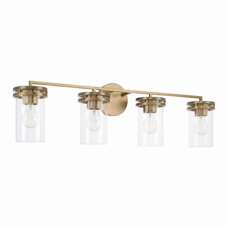 Capital Lighting 148741AD-539 Fuller Four Light Vanity, Aged Brass