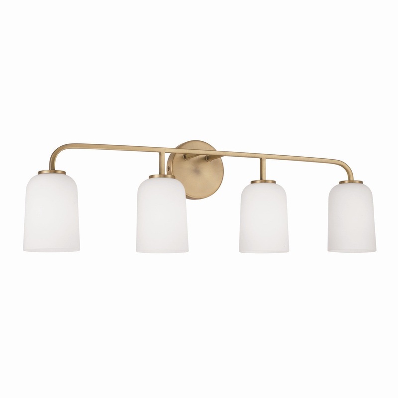 Capital Lighting 148841AD-542 Lawson Four Light Vanity, Aged Brass