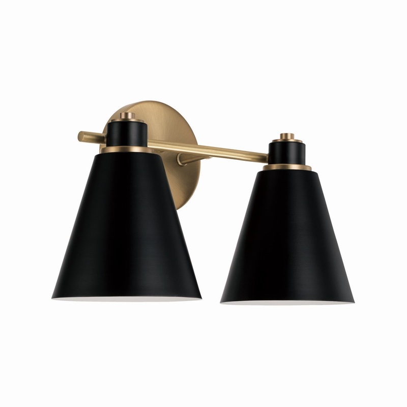 Capital Lighting 150121AB Bradley Two Light Vanity, Aged Brass and Black