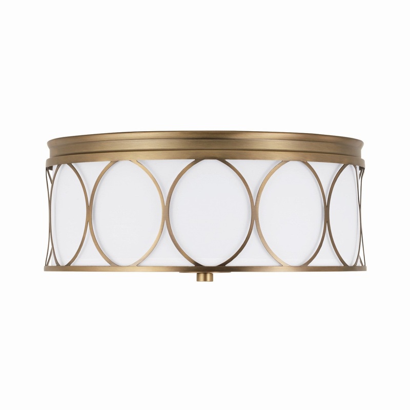 Capital Lighting 225131AD-683 Rylann Three Light Flush Mount, Aged Brass
