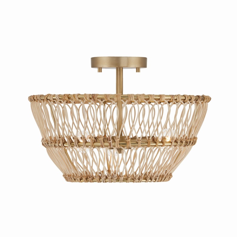 Capital Lighting 244131MA Wren Three Light Semi-Flush Mount, Matte Brass