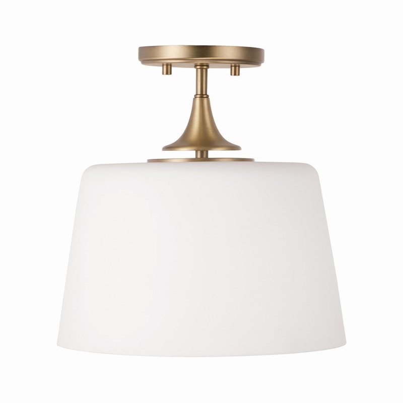 Capital Lighting 248911AD Presley One Light Semi-Flush Mount, Aged Brass