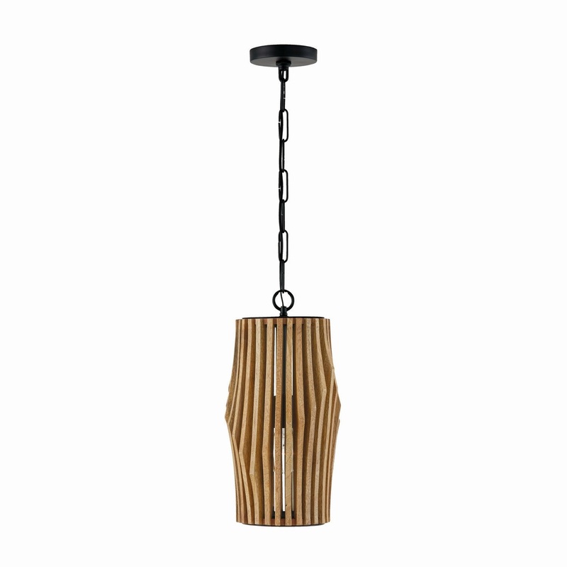 Capital Lighting 344613WK Archer One Light Pendant, Light Wood and Matte Black