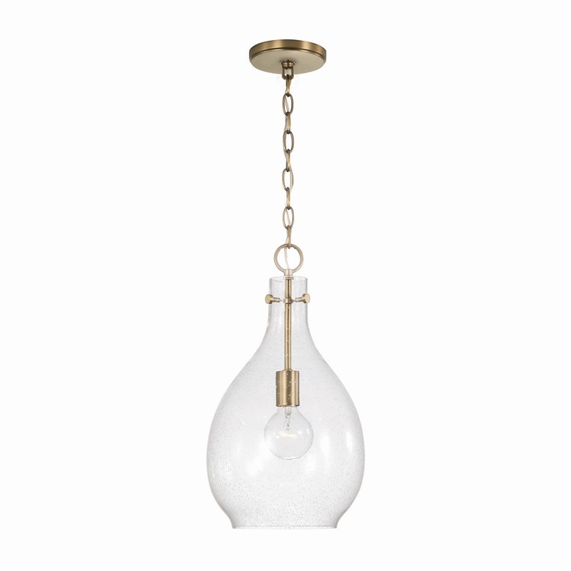 Capital Lighting 349011AD Brentwood One Light Pendant, Aged Brass