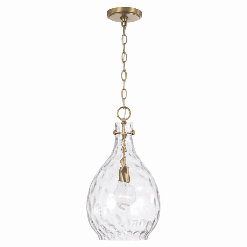 Capital Lighting 349012AD Brentwood One Light Pendant, Aged Brass