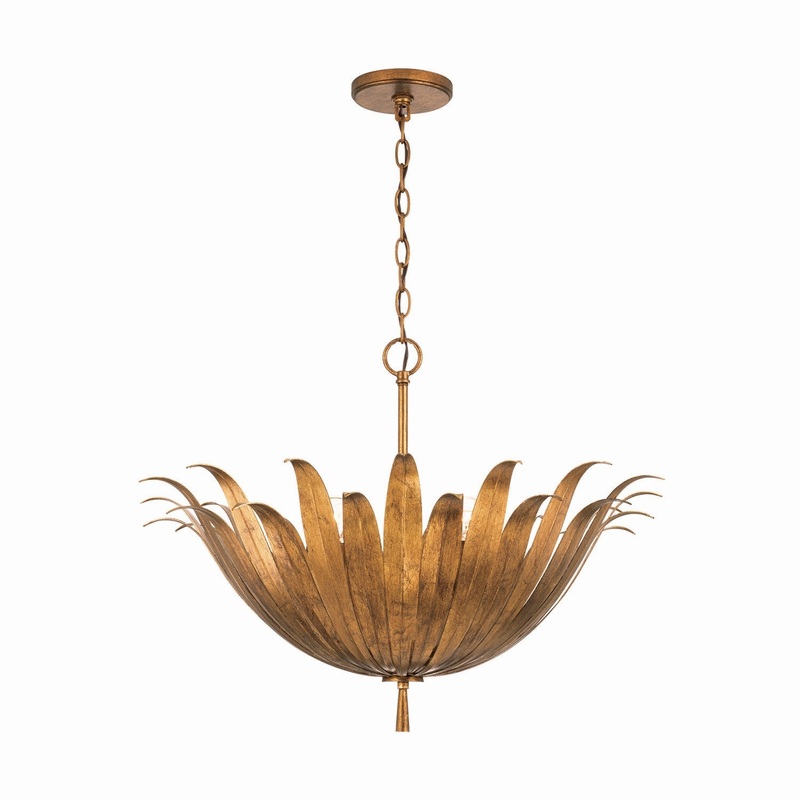 Capital Lighting 349541AG Eden Four Light Pendant, Antique Gold