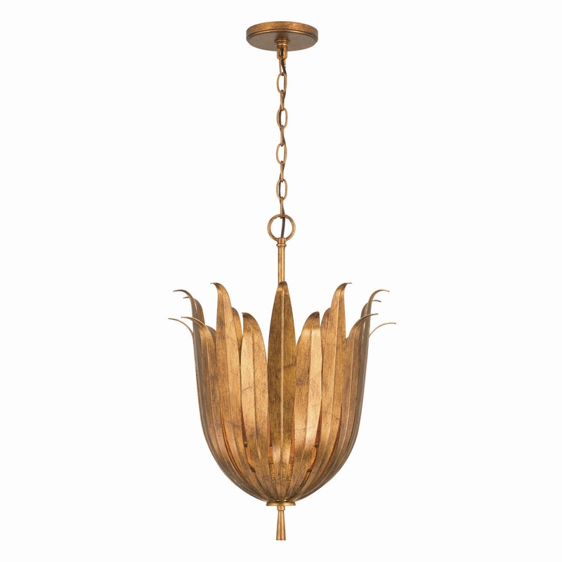 Capital Lighting 349542AG Eden Four Light Pendant, Antique Gold