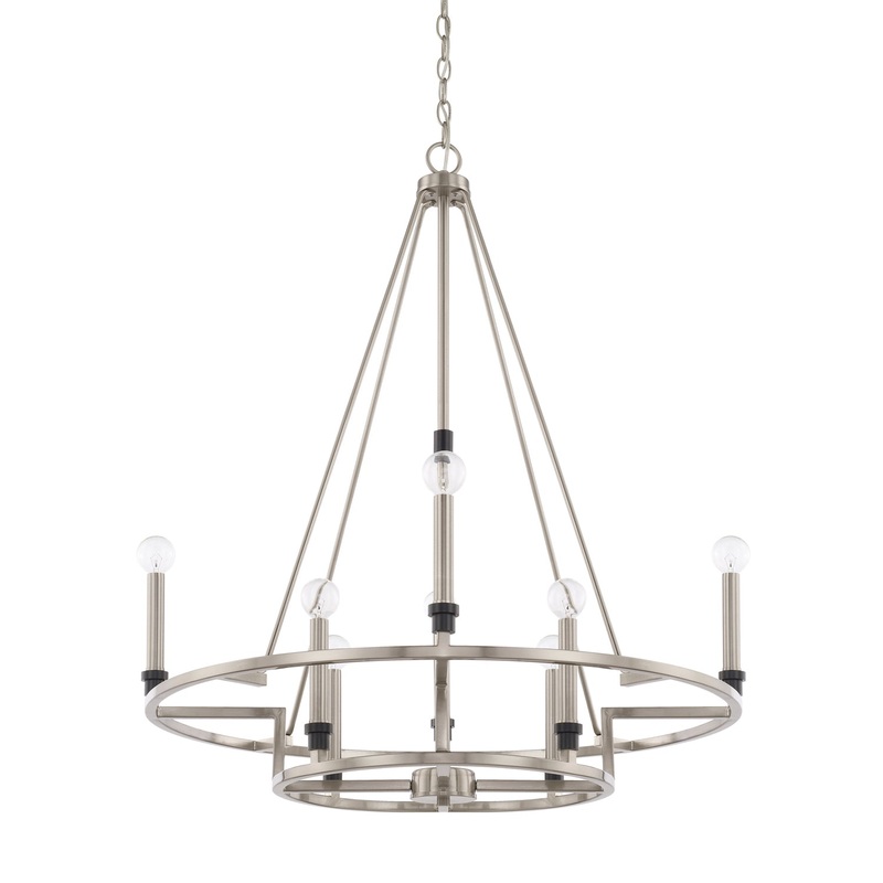 Capital Lighting 425281BT Tux Eight Light Chandelier, Black Tie