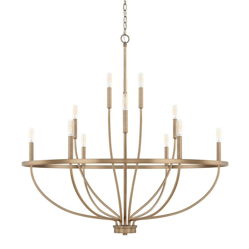 Capital Lighting 428501AD Greyson 12 Light Chandelier, Aged Brass