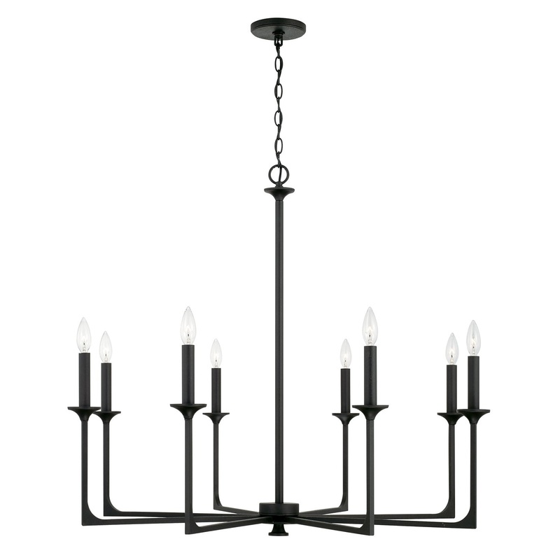Capital Lighting 437381BI Clint Eight Light Chandelier, Black Iron