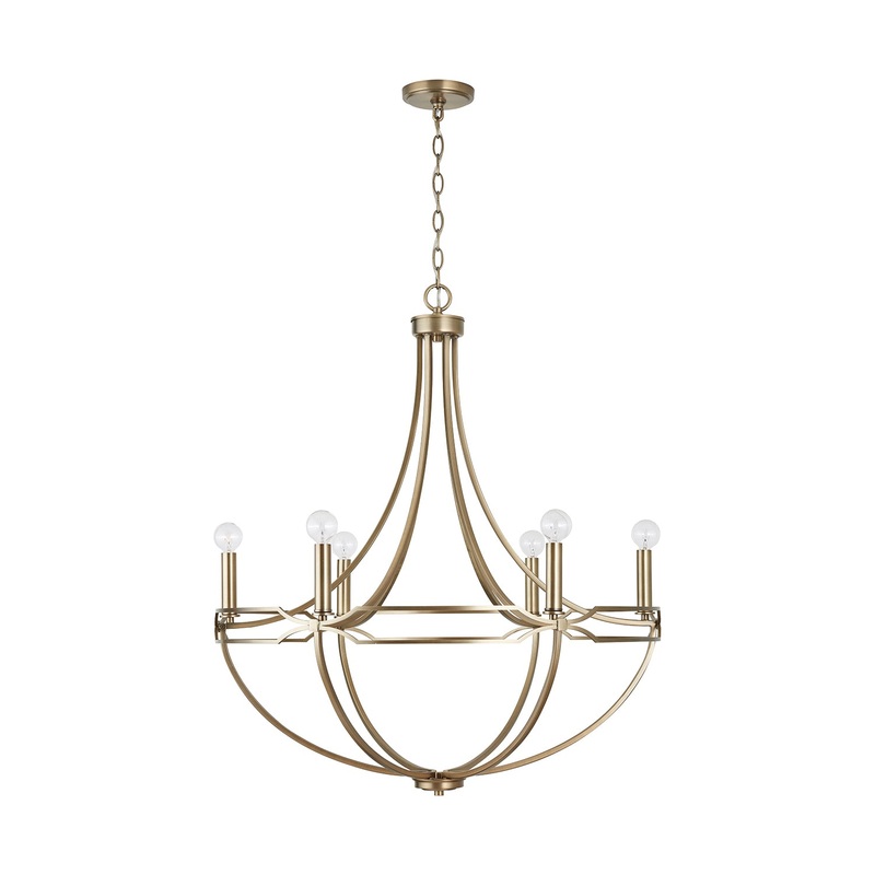 Capital Lighting 438961AD Jordyn Six Light Chandelier, Aged Brass (Discontinued)