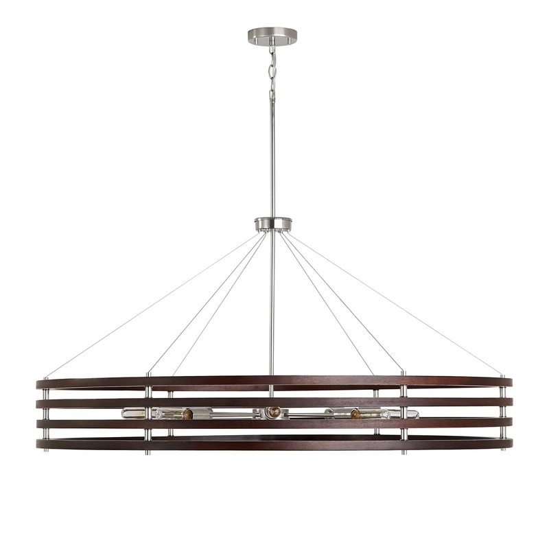 Capital Lighting 439981DN Dalton Eight Light Chandelier, Dark Wood and Polished Nickel (Discontinued)
