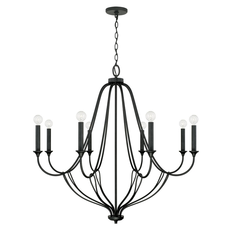 Capital Lighting 441681BI Bentley Eight Light Chandelier, Black Iron