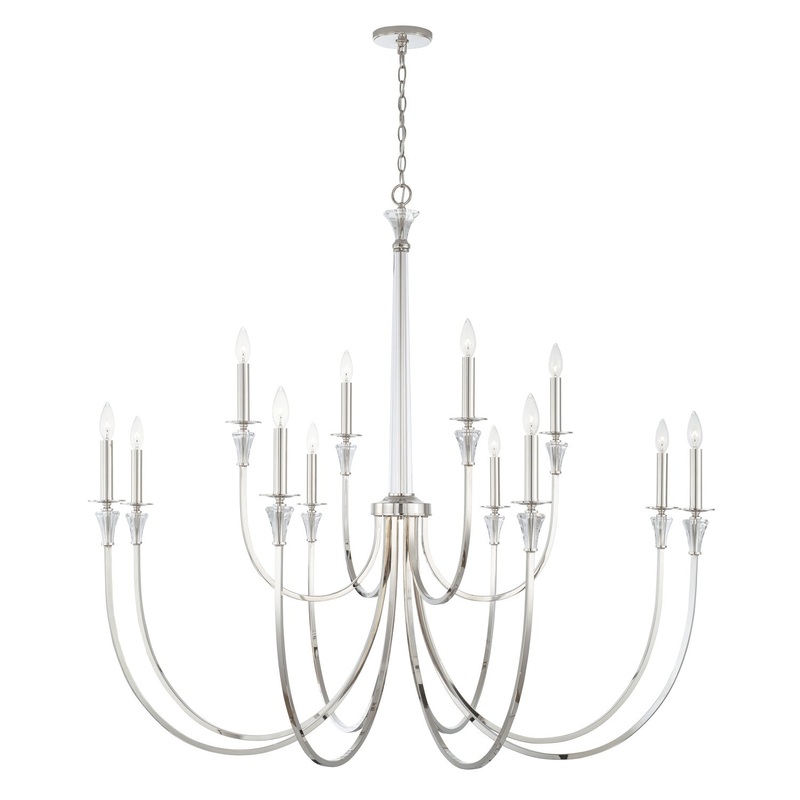 Capital Lighting 441801PN Laurent 12 Light Chandelier, Polished Nickel (Discontinued)