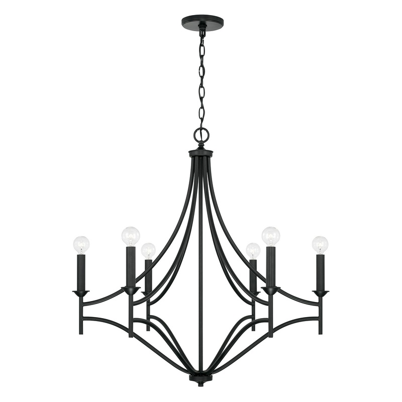 Capital Lighting 442061MB Peyton Six Light Chandelier, Matte Black (Discontinued)