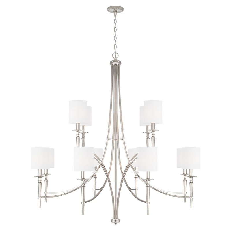 Capital Lighting 442601PN-701 Abbie 12 Light Chandelier, Polished Nickel (Discontinued)