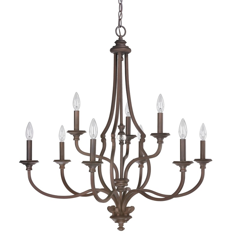 Capital Lighting 4709BB-000 Leigh Nine Light Chandelier, Burnished Bronze (Discontinued)