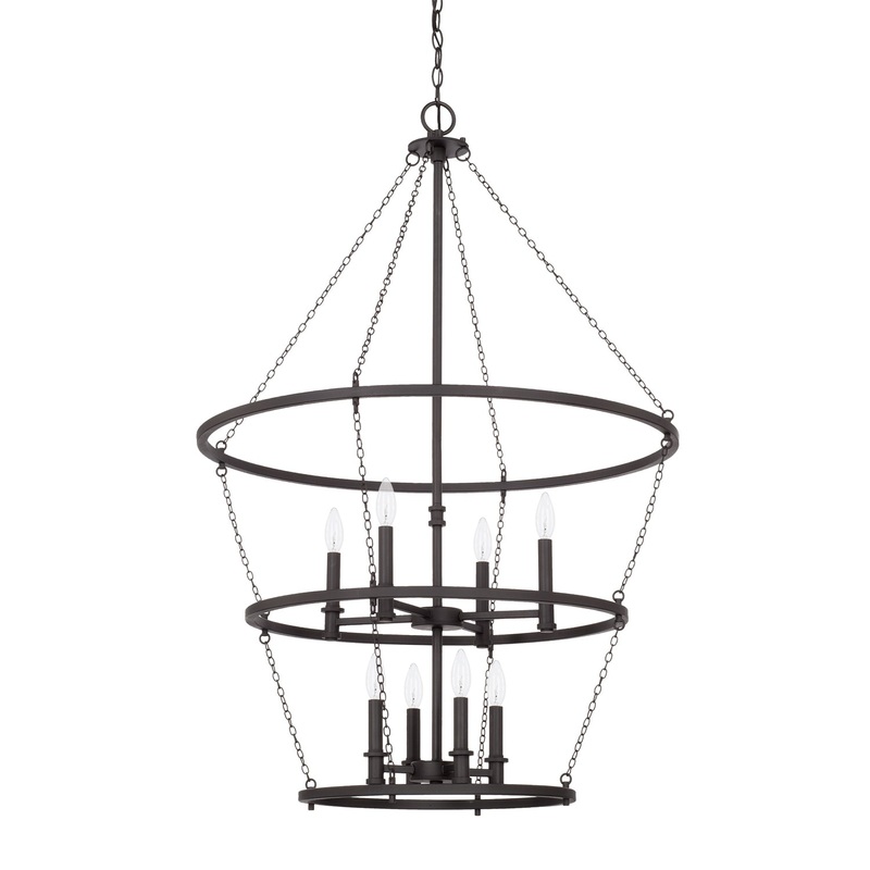 Capital Lighting 528781BI Lancaster Eight Light Foyer Pendant, Black Iron (Discontinued)