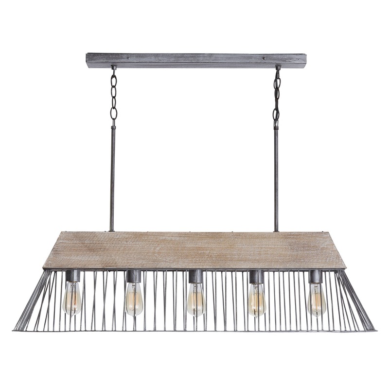 Capital Lighting 835051UW Russell Five Light Island Pendant, Urban Wash