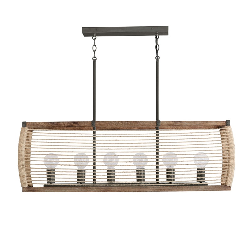 Capital Lighting 840361YG Jacob Six Light Island Pendant, Grey Wash and Grey Iron (Discontinued)