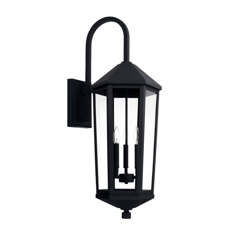 Capital Lighting 926932BK Ellsworth Three Light Outdoor Wall Lantern, Black