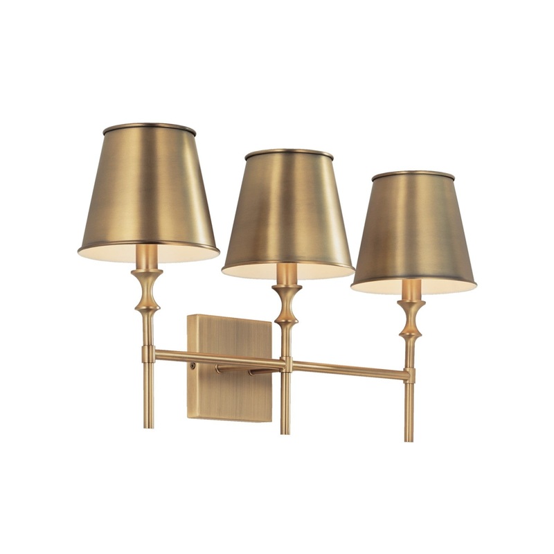 Capital Lighting 149731AD-708 Whitney Three Light Vanity, Aged Brass