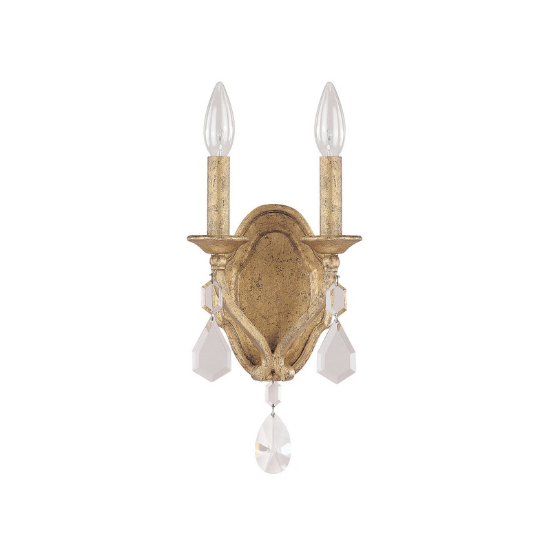 Capital Lighting 1617AG-CR Blakely Two Light Wall Sconce, Antique Gold