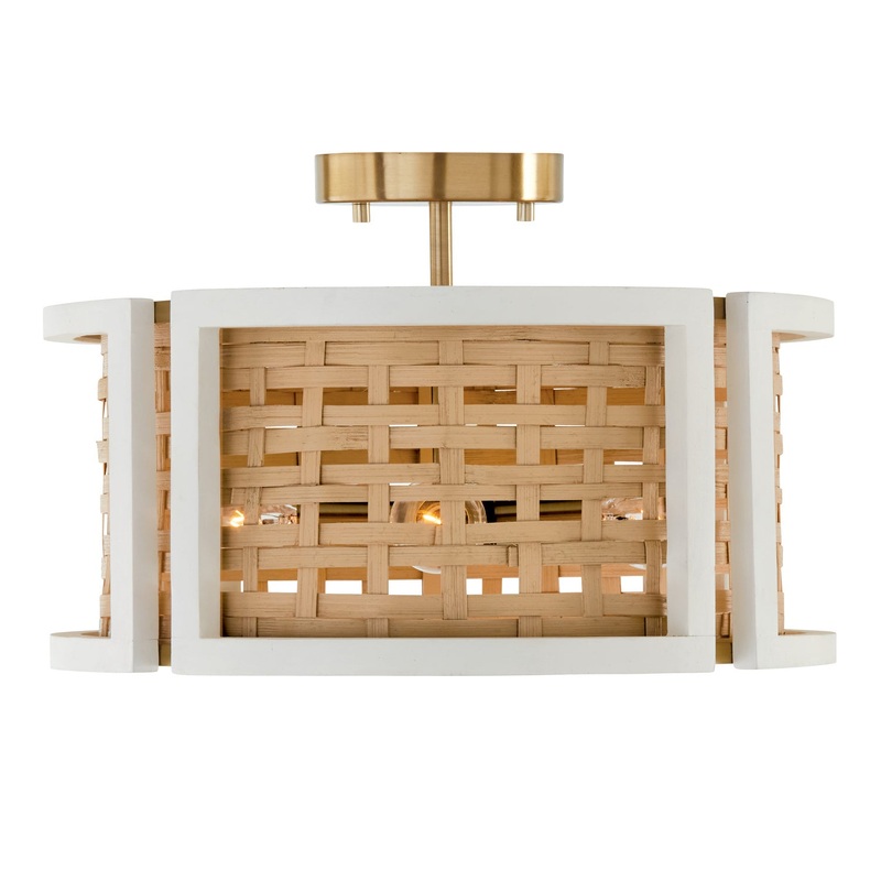 Capital Lighting 244341WM Lola Four Light Semi-Flush Mount, Flat White and Matte Brass