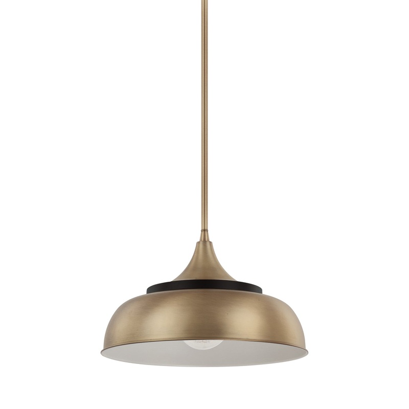 Capital Lighting 325713BX Max One Light Pendant, Brass and Onyx