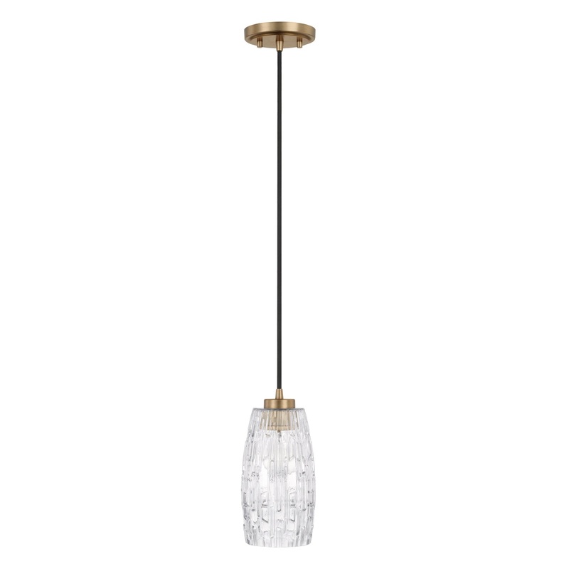 Capital Lighting 328611AD-450 Casper One Light Pendant, Aged Brass