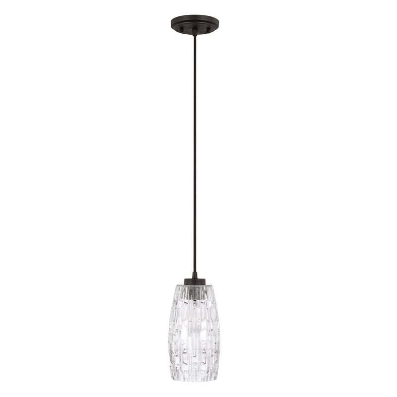 Capital Lighting 328611BI-450 Casper One Light Pendant, Black Iron