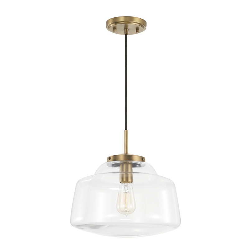 Capital Lighting 342711AD Dillon One Light Pendant, Aged Brass