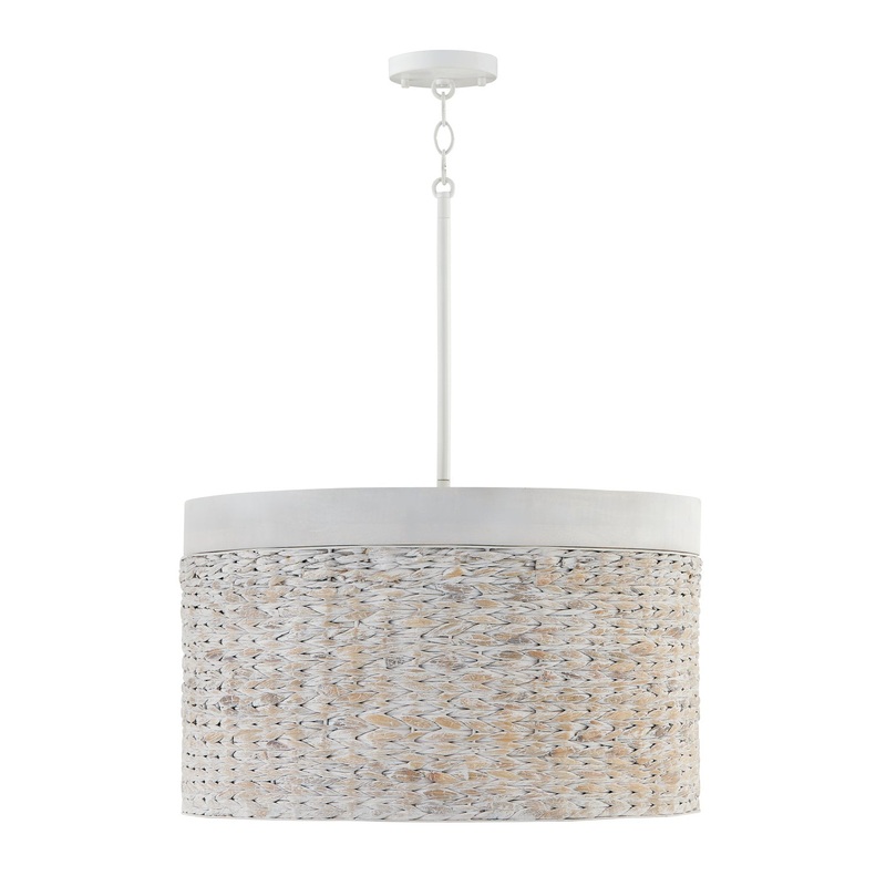 Capital Lighting 343942HW Tallulah Four Light Pendant, Chalk Wash
