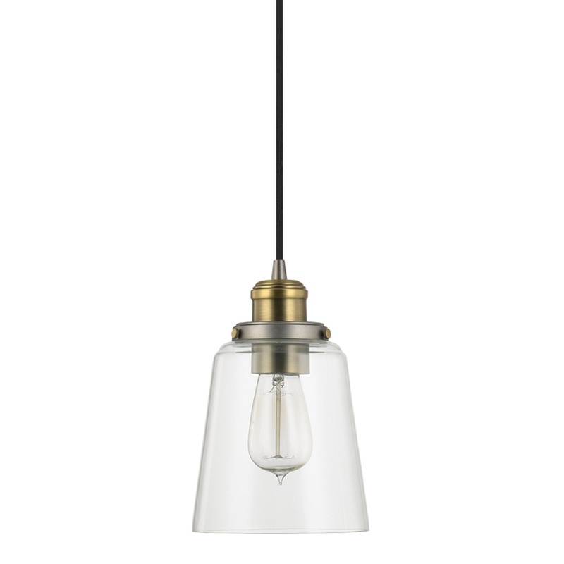 Capital Lighting 3718GA-135 Fallon One Light Pendant, Graphite and Aged Brass